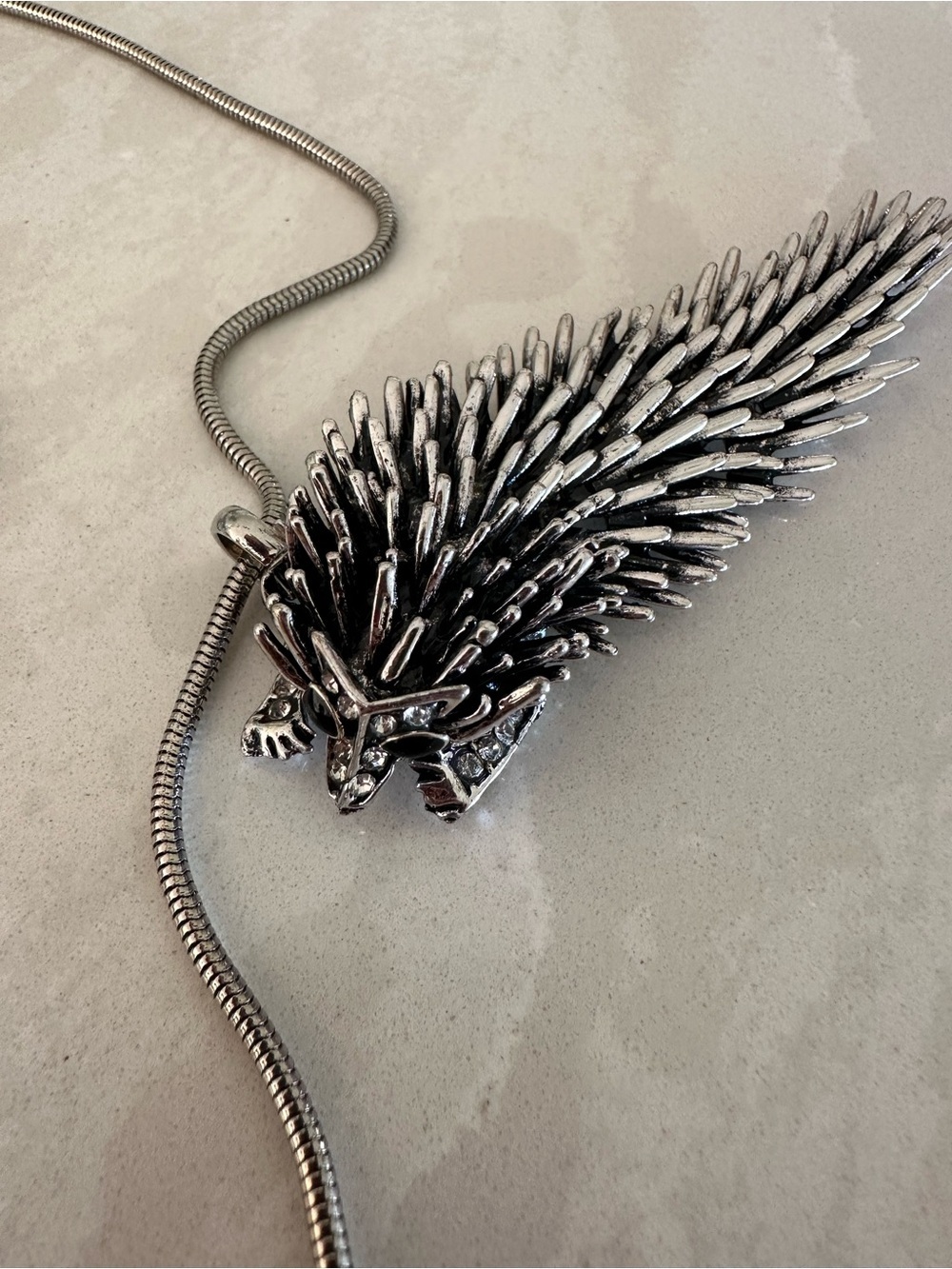 Silver Spike Porcupine Pendant Necklace